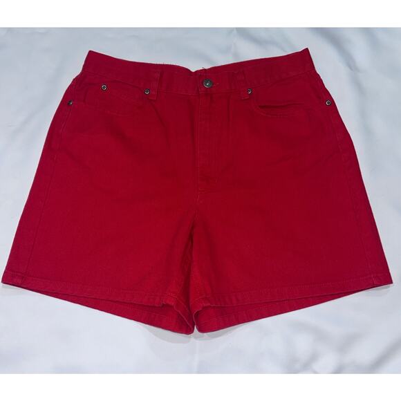 Liz Claiborne Red Button Shorts Size 14 Petite Front & Back Pockets 100% Cotton - Picture 1 of 5